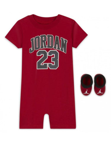 Tute a manica corta Bambini Unisex Jordan - 23 Romper & Bootie Set - Rosso