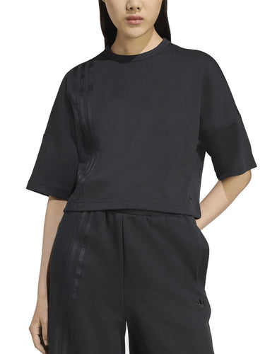 T-shirt Donna Adidas - T-Shirt Off Placed 3 Stripes - Nero