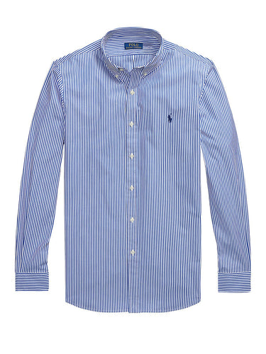 Camicie casual Uomo Ralph Lauren - Camicia In Popeline Stretch A Righe Slim-Fit - Blu