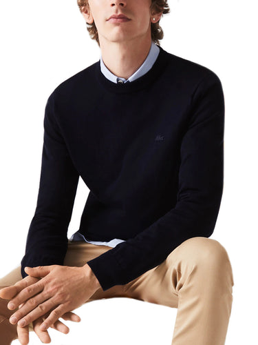 Maglioni Uomo Lacoste - Pullover Da Uomo In Lana Merino Con Collo Rotondo - Blu