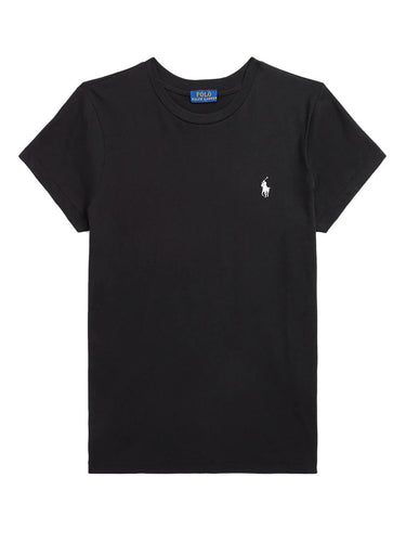 T-shirt Donna Ralph Lauren - Maglietta Girocollo In Jersey Di Cotone - Nero