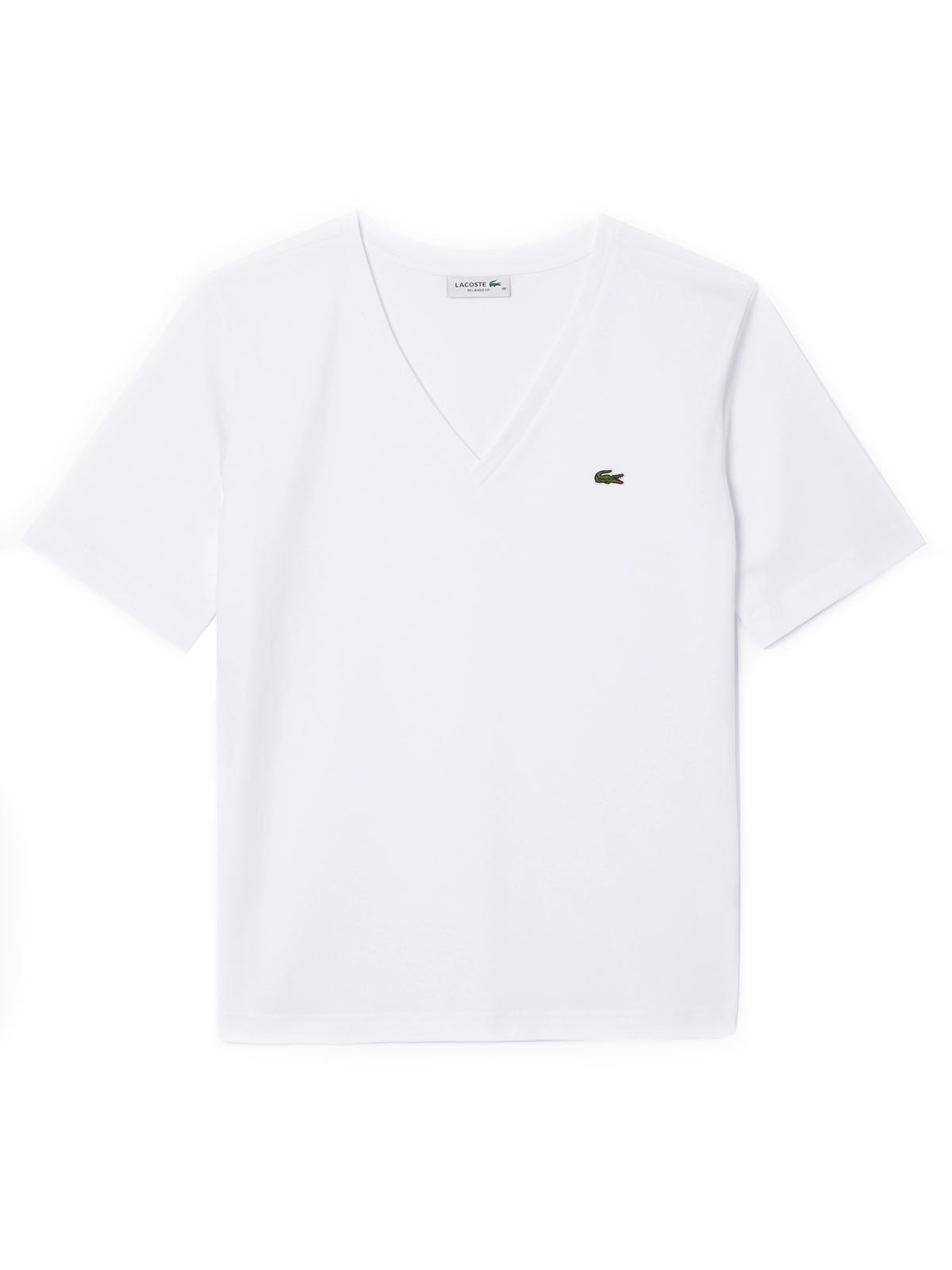 T-shirt Donna Lacoste - T-Shirt Relaxed Fit Con Scollo A V In Jersey - Bianco