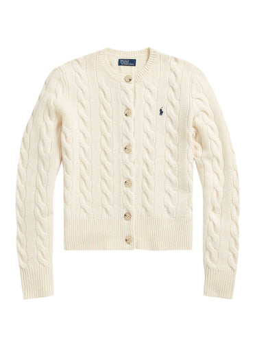 Cardigan Donna Ralph Lauren - Cardigan A Trecce In Lana E Cashmere - Bianco