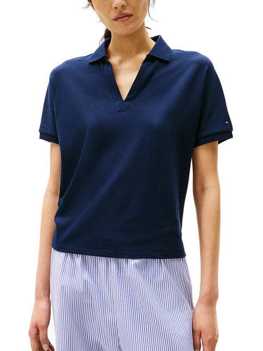 Polo Donna Tommy Hilfiger - Polo Relaxed Fit In Lyocell - Blu