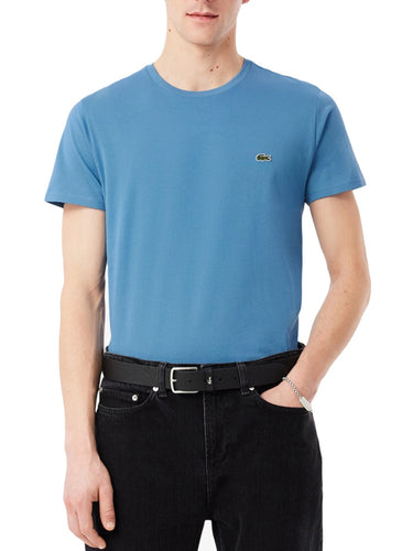 T-shirt Uomo Lacoste - T-Shirt A Girocollo In Jersey Di Cotone Pima - Celeste