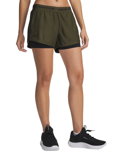 Pantaloncini Donna Under Armour - Shorts Ua Tech Play Up 2In1 - Verde