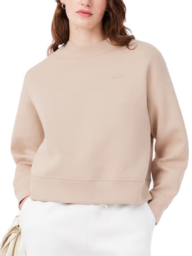 Felpe senza cappuccio Donna Lacoste - Felpa Oversize Double Face In Jersey - Beige