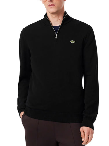 Maglioni Uomo Lacoste - Pullover Da Uomo In Cotone Organico Con Cerniera - Nero