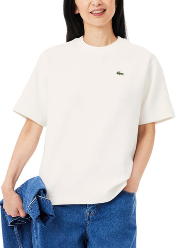 T-shirt Donna Lacoste - T-Shirt Oversize Double Face In Pique' - Bianco