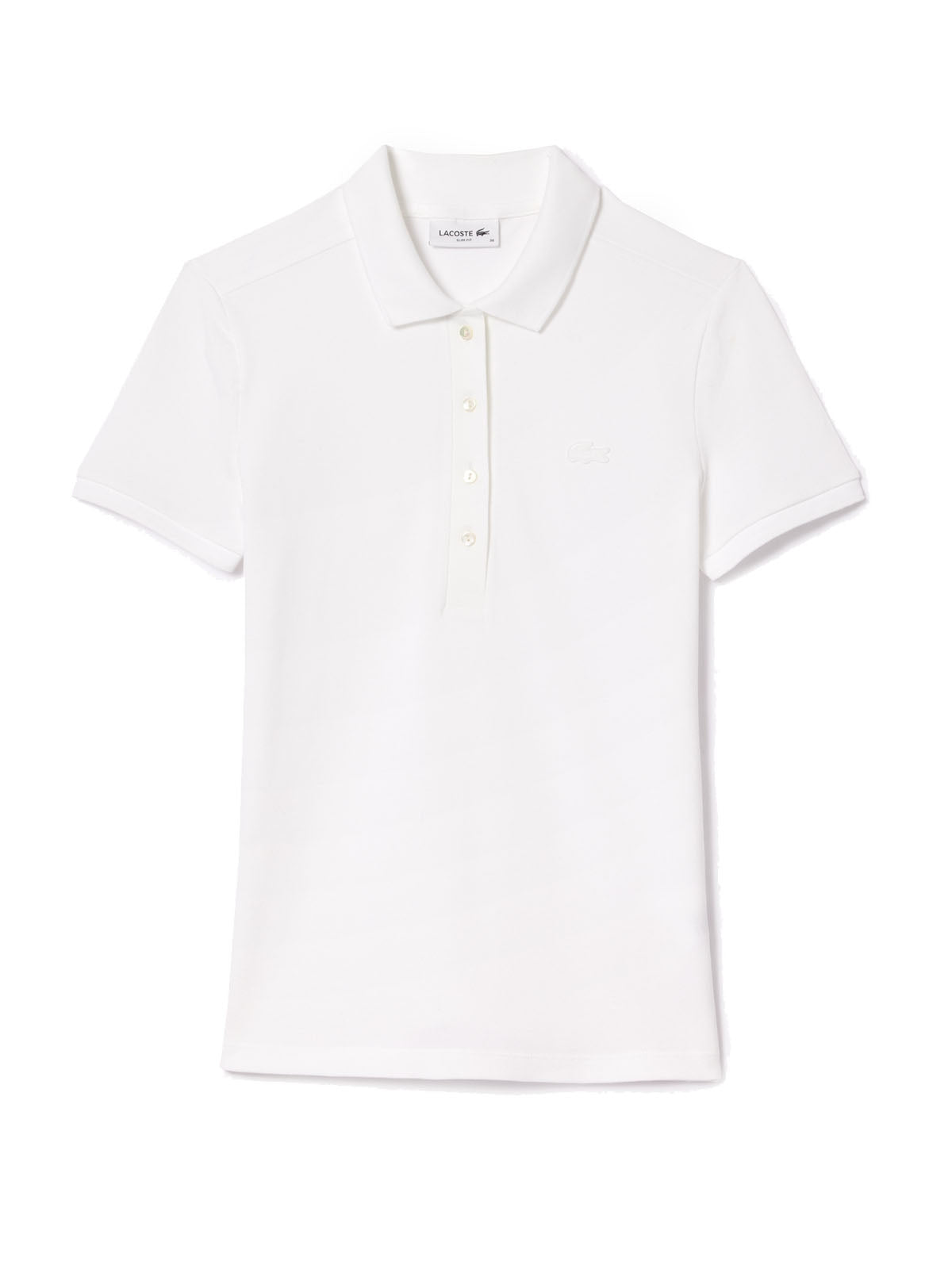 Polo Donna Lacoste - Slim Fit Stretch Cotton Piqué Polo Shirt - Bianco