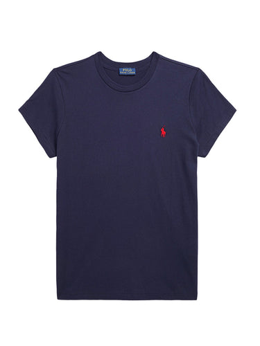 T-shirt Donna Ralph Lauren - Maglietta Girocollo In Jersey Di Cotone - Blu