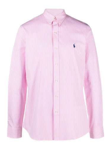 Camicie casual Uomo Ralph Lauren - Camicia In Popeline Stretch A Righe Slim-Fit - Rosa