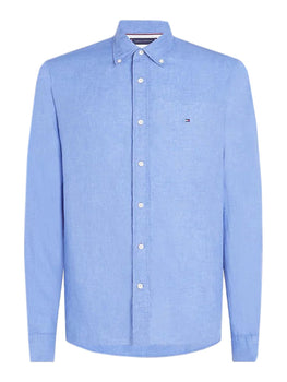 Camicie casual Uomo Tommy Hilfiger - Camicia In Lino Pigment Dyed Regular Fit - Blu