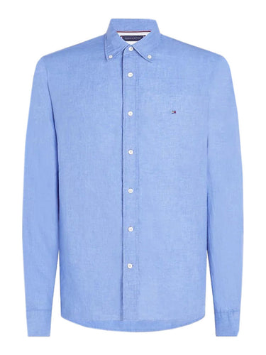 Camicie casual Uomo Tommy Hilfiger - Camicia In Lino Pigment Dyed Regular Fit - Blu