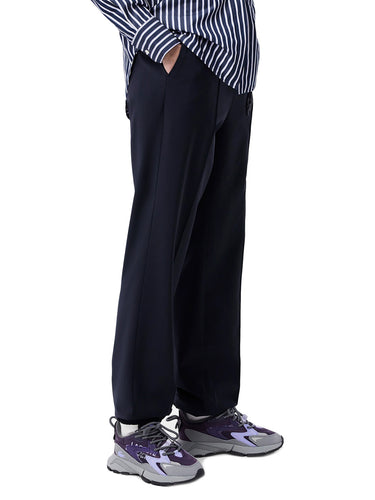 Pantaloni Donna Lacoste - Pantaloni Da Tuta Oversize In Misto Lana - Blu