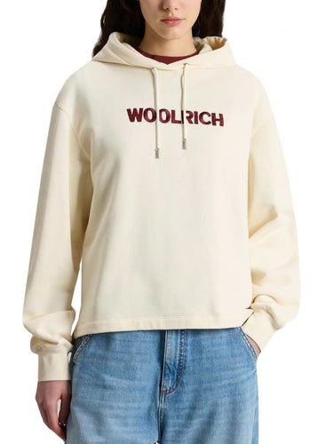 Felpe con cappuccio Donna Woolrich - Felpa In Puro Cotone Con Cappuccio - Bianco
