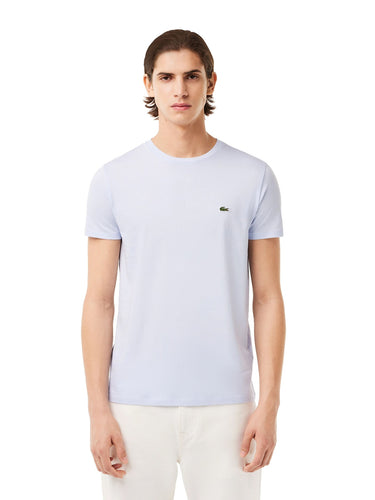 T-shirt Uomo Lacoste - T-Shirt A Girocollo In Jersey Di Cotone Pima - Celeste