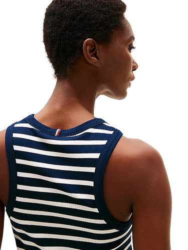 Canotte e top Donna Tommy Hilfiger - Canotta Slim A Coste - Blu