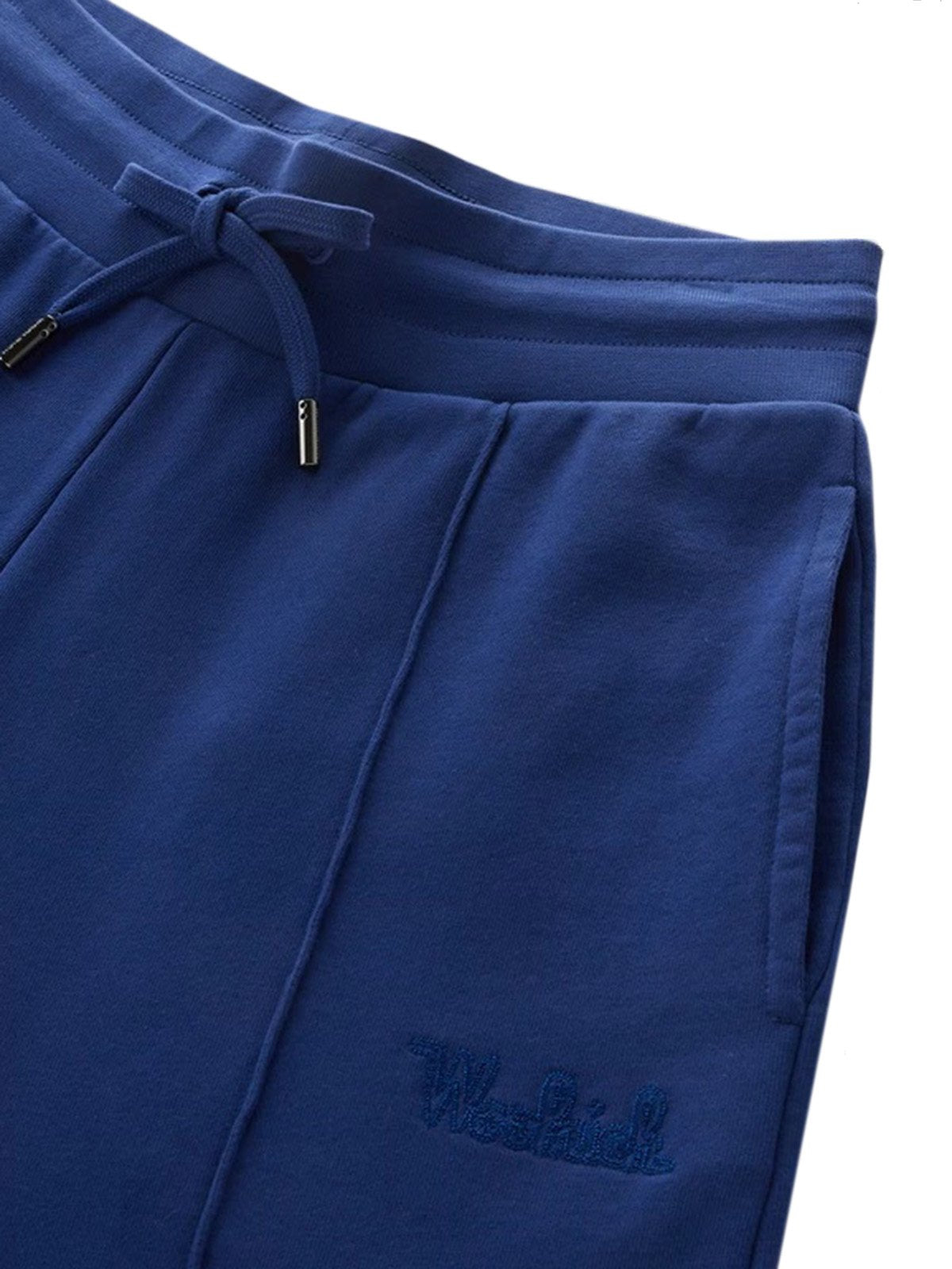 Pantaloni Donna Woolrich - Pantaloni Sportivi In Puro Cotone - Blu