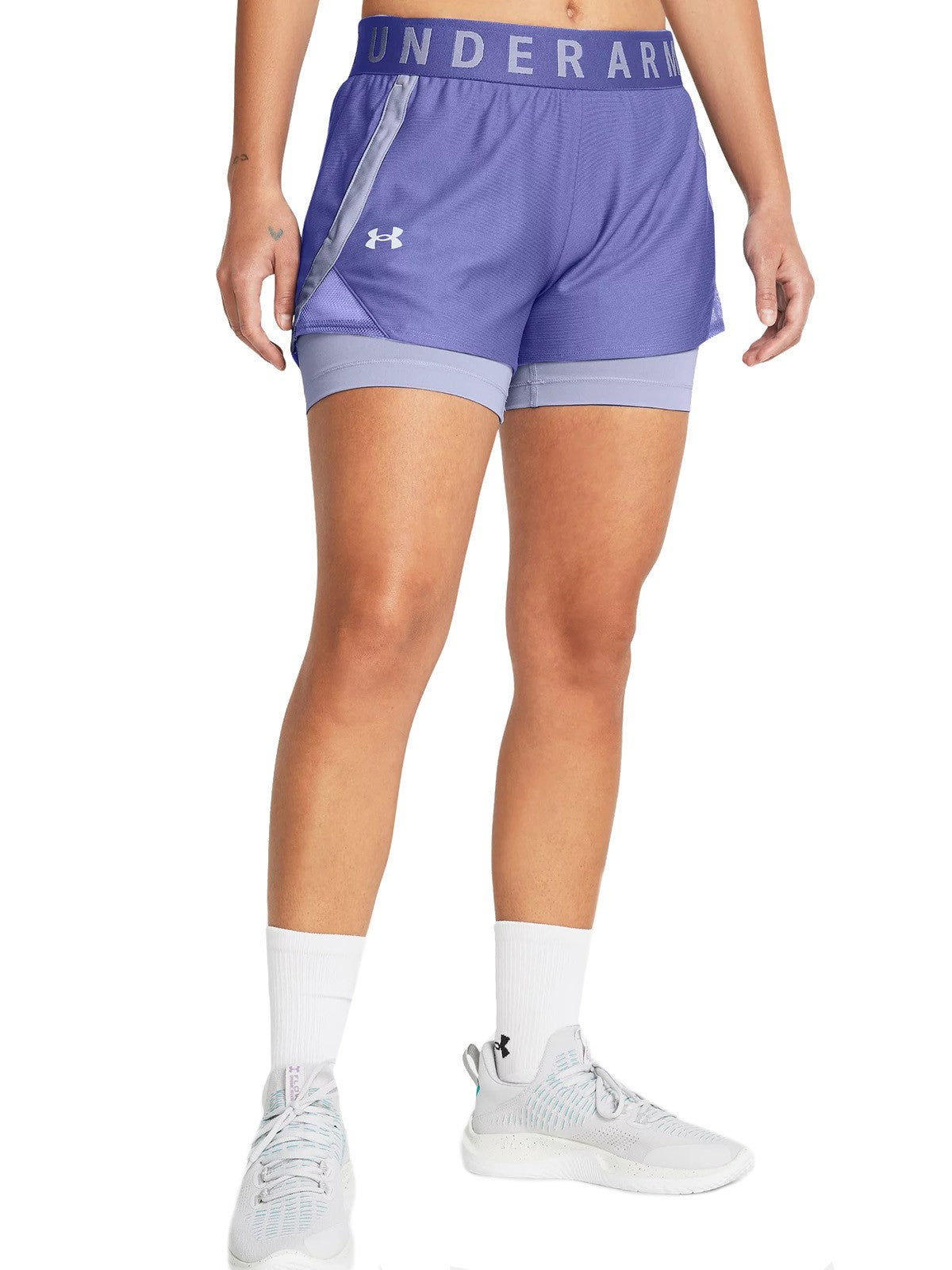 Pantaloncini Donna Under Armour - Shorts Ua Play Up 2 In 1 - Blu