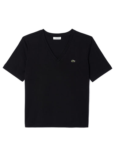 T-shirt Donna Lacoste - T-Shirt Relaxed Fit Con Scollo A V In Jersey - Nero