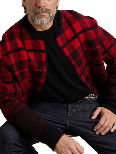 Giacche Uomo Woolrich - Bomber Boiled Wool Check - Rosso