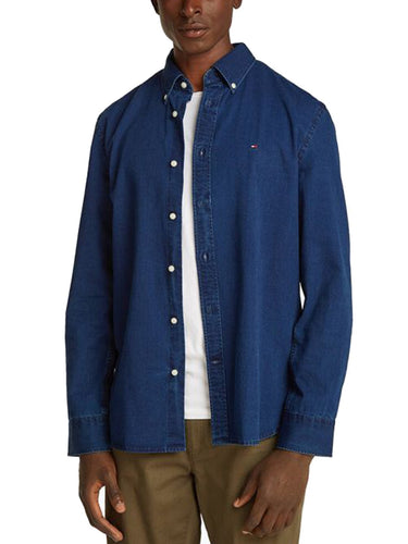 Camicie casual Uomo Tommy Hilfiger - Camicia Regular Fit In Chambray - Blu
