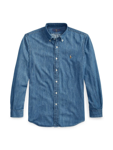 Camicie casual Uomo Ralph Lauren - Camicia In Denim Custom-Fit - Blu