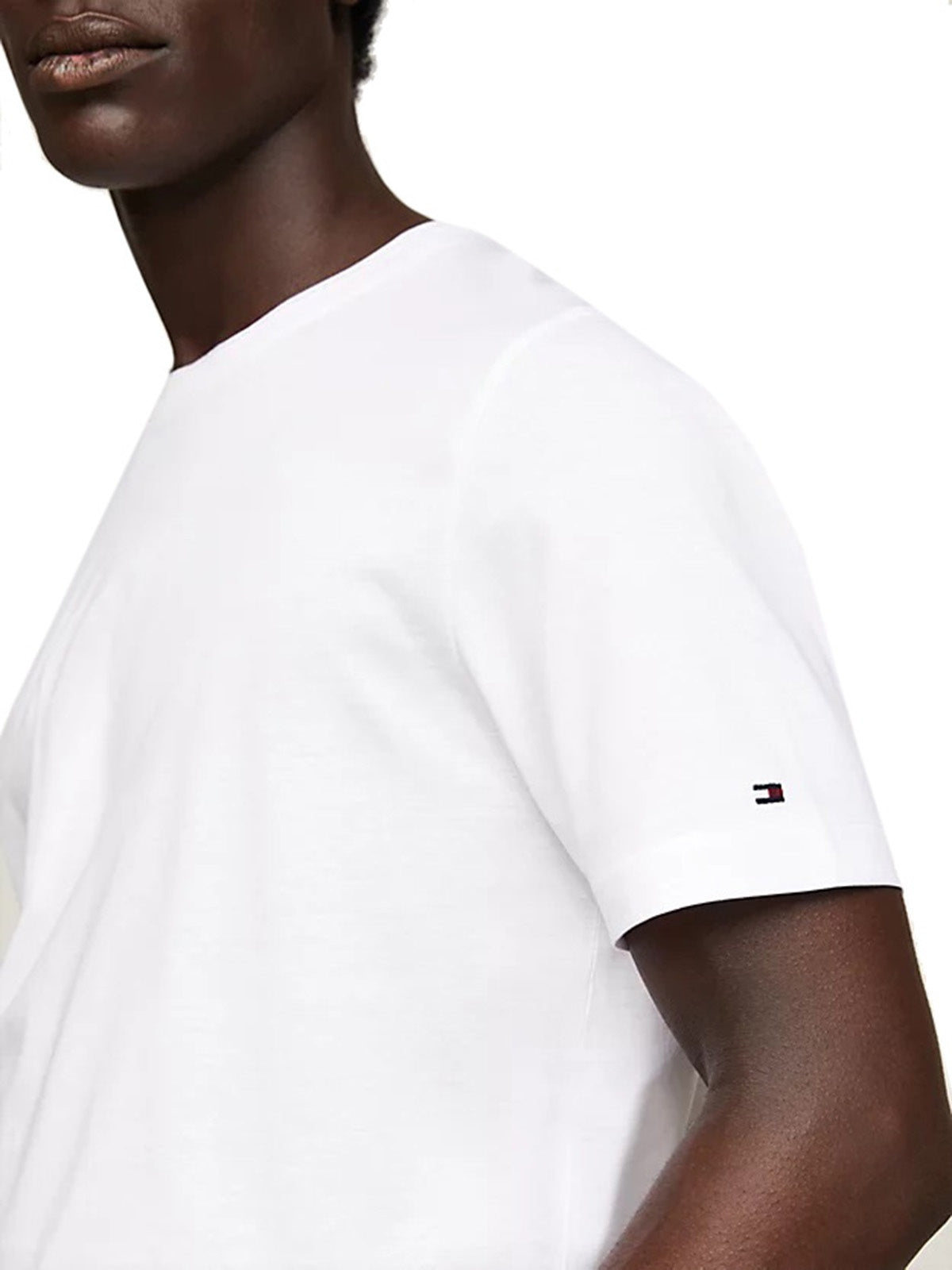 T-shirt Uomo Tommy Hilfiger - T-Shirt In Cotone Mercerizzato Con Bandierina - Bianco