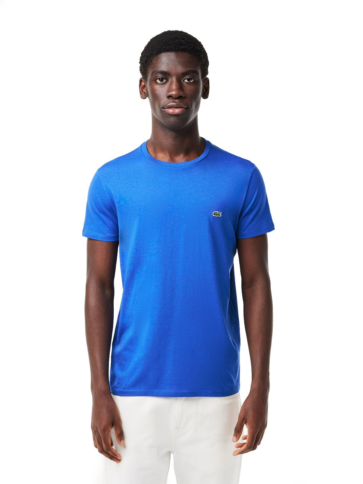 T-shirt Uomo Lacoste - T-Shirt A Girocollo In Jersey Di Cotone Pima - Blu