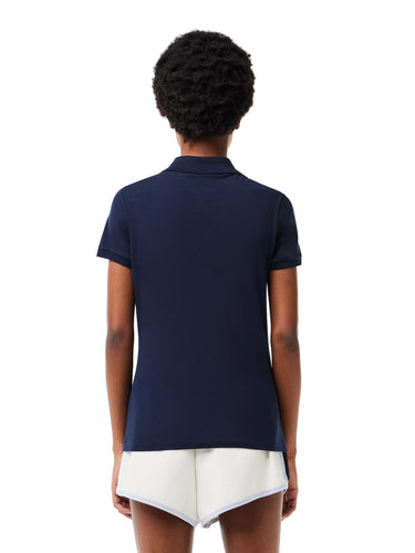 Polo Donna Lacoste - Polo Slim Fit In Jersey Di Cotone Stretch - Blu