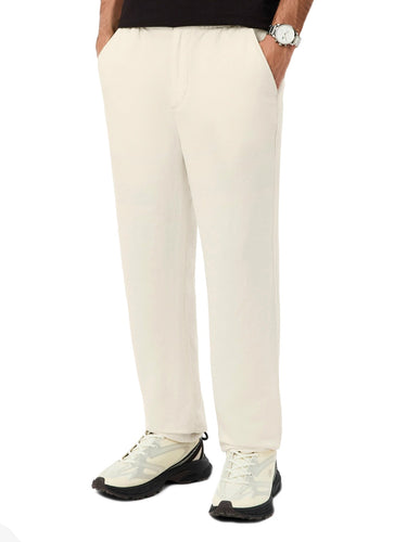 Pantaloni Uomo Lacoste - Pantaloni Chino Regular Fit In Lino - Avorio