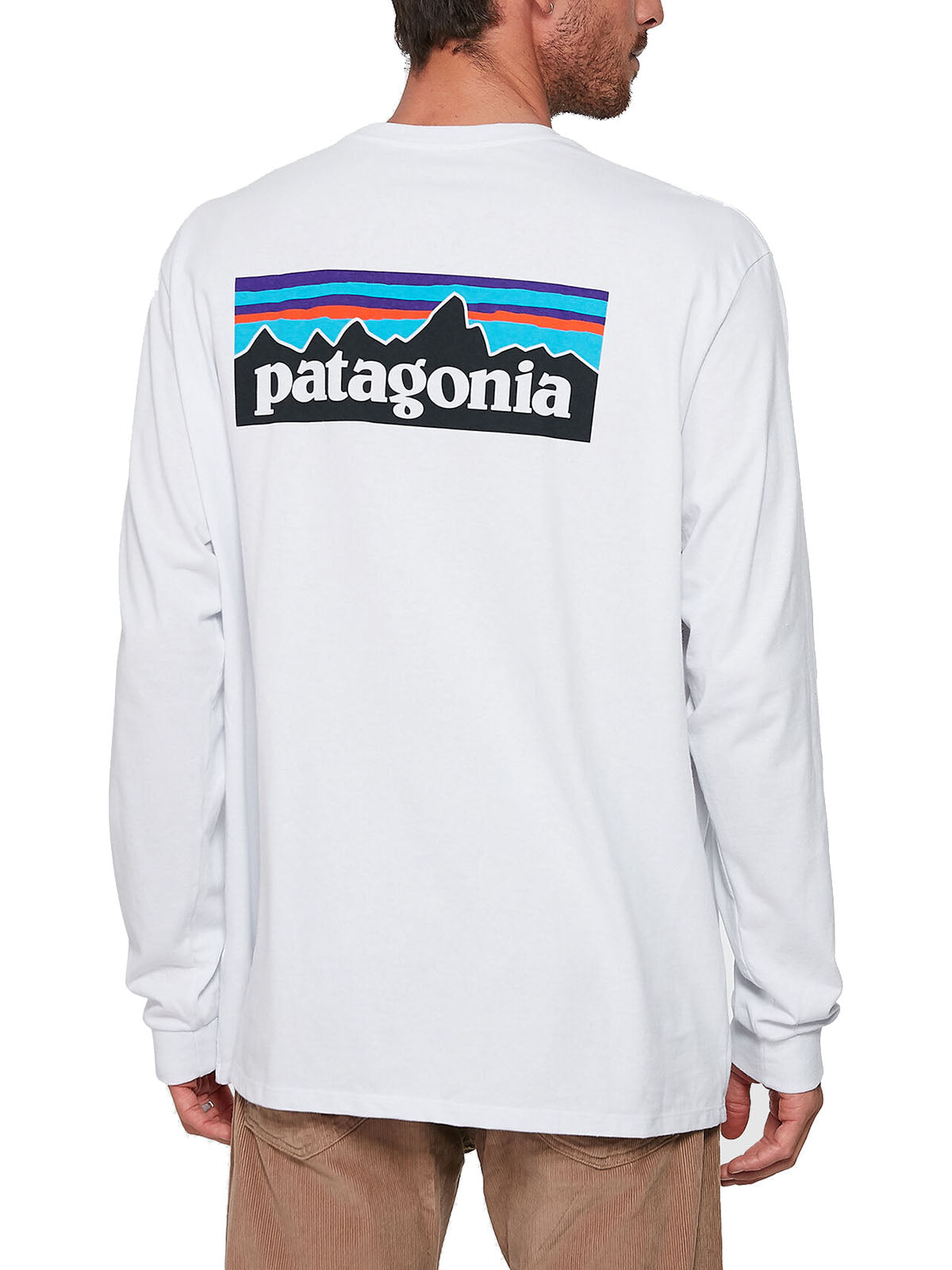 T-shirt Uomo Patagonia - Long-Sleeved P-6 Logo Responsibili-Tee® - Bianco