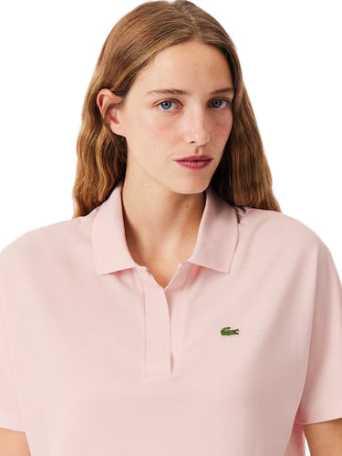 Polo Donna Lacoste - Polo Fluida Relaxed Fit In Pique' - Rosa