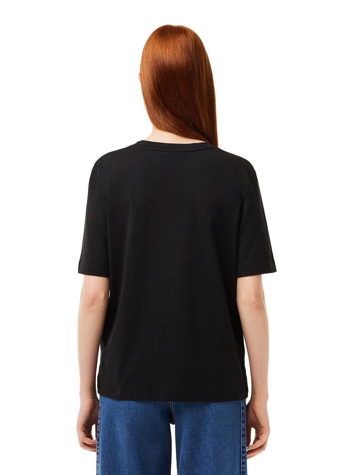 T-shirt Donna Lacoste - T-Shirt Relaxed Fit Con Scollo A V In Jersey - Nero