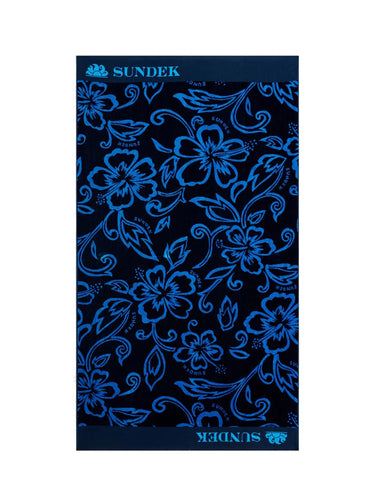 Teli mare Unisex Sundek - Telo In Spugna Jacquard Con Fantasia Hibiscus - Blu