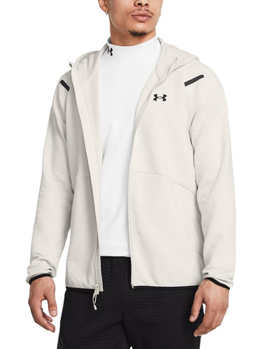 Felpe Uomo Under Armour - Felpa Con Cappuccio Ua Unstoppable Fleece Full-Zip - Bianco