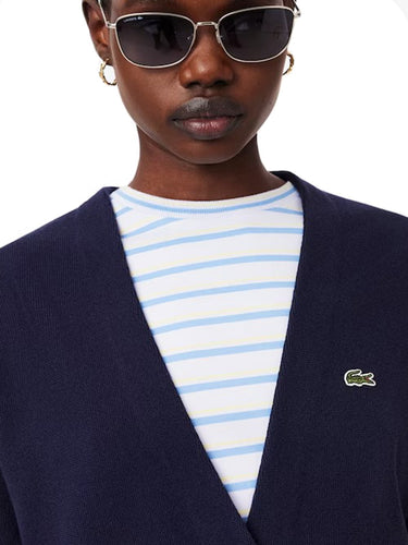 Cardigan Uomo Lacoste - Cardigan In Coton A Punto Muschio Con Scollo A V - Blu