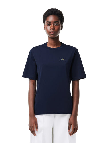 T-shirt Donna Lacoste - T-Shirt Relaxed Fit In Jersey Di Cotone Pima - Blu