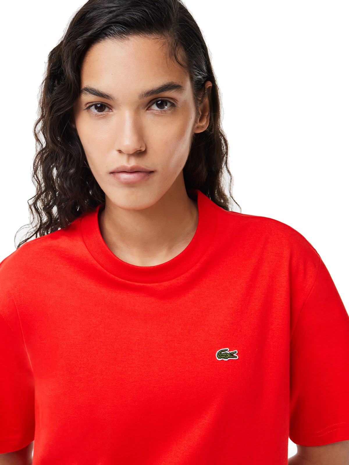 T-shirt Donna Lacoste - T-Shirt Relaxed Fit In Jersey Di Cotone Pima - Rosso