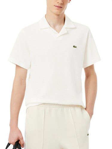 Polo Uomo Lacoste - Polo Classic Fit In Cotone-Lino - Bianco