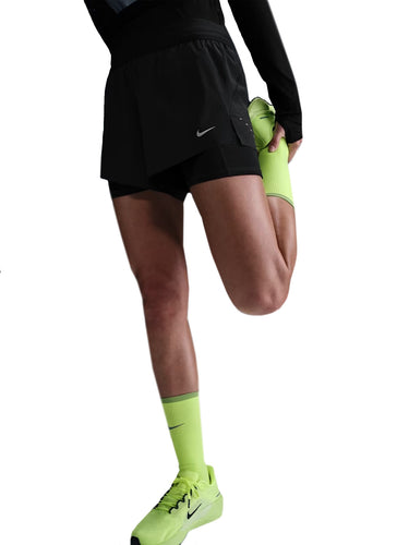 Pantaloncini Donna Nike - Shorts Da Running 2 In 1 A Vita Media In Dri-Fit - Nero