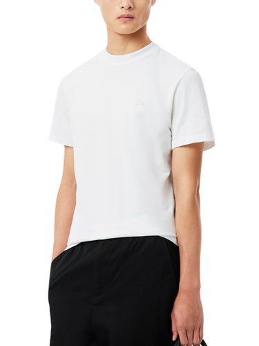 T-shirt Uomo Lacoste - T-Shirt In Pique' Con Marchio Jacquard - Bianco
