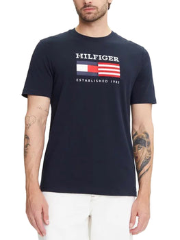 T-shirt Uomo Tommy Hilfiger - T-Shirt Americana Monotype Flag Box - Blu