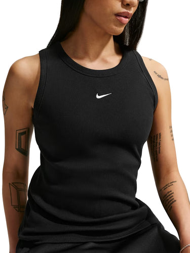 Canotte e top Donna Nike - Canotta Aderente A Costine - Nero