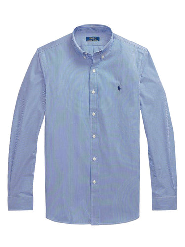 Camicie casual Uomo Ralph Lauren - Camicia In Popeline Stretch Slim-Fit - Blu