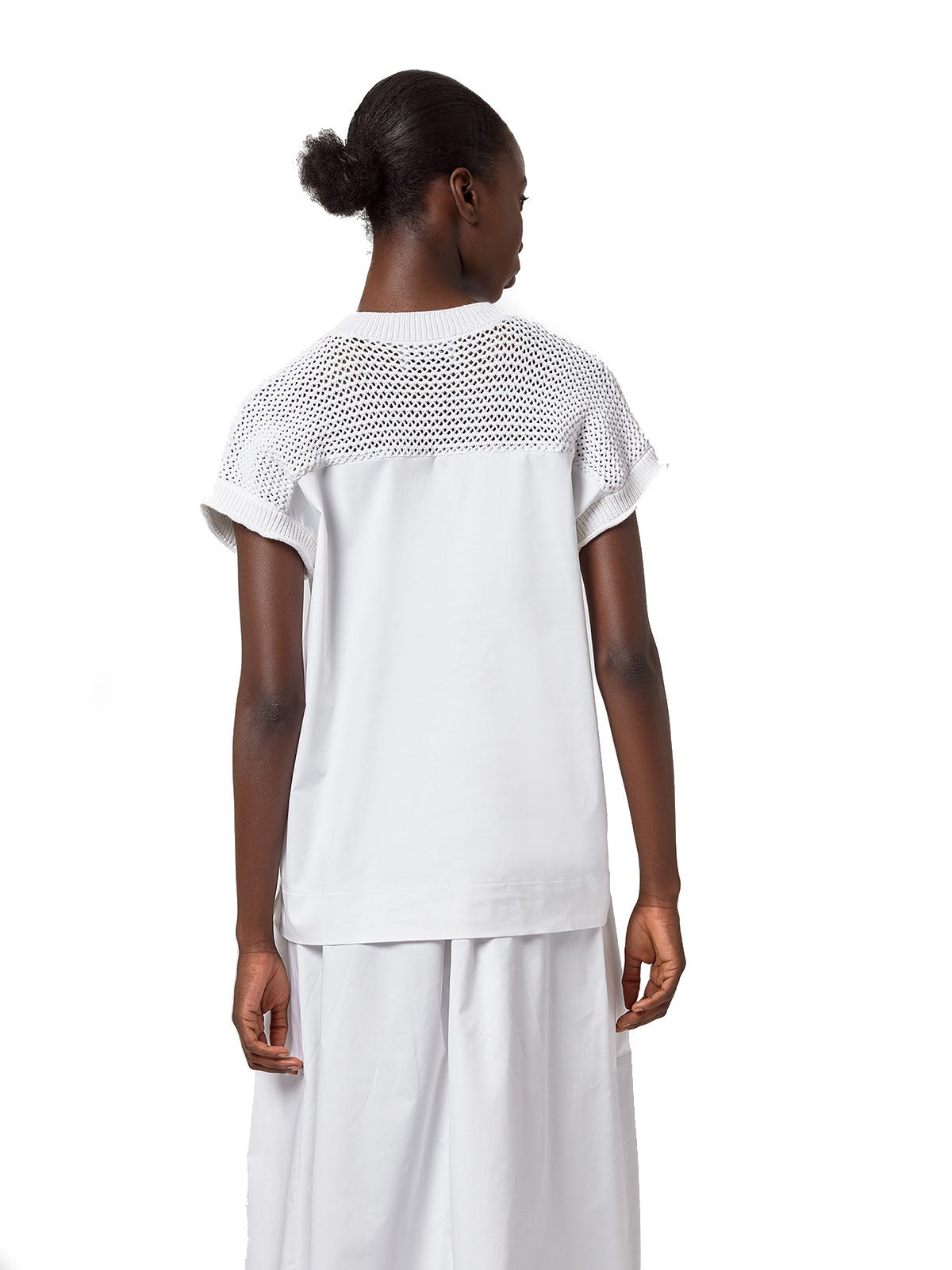 Bluse e camicie Donna Alpha Studio - Girocollo Knit & Woven - Bianco