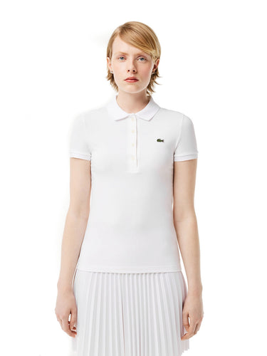 Polo Donna Lacoste - Polo Slim Fit In Jersey Di Cotone Stretch - Bianco