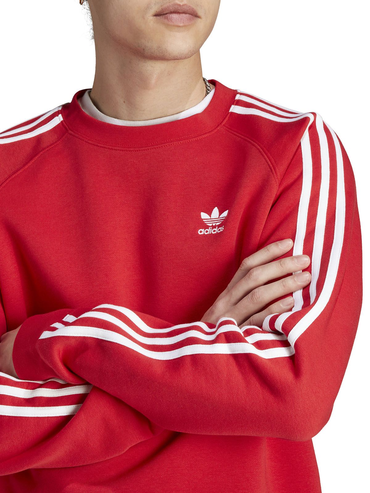 Felpe senza cappuccio Uomo Adidas - Adicolor Classics 3-Stripes Crewneck Sweatshirt - Rosso
