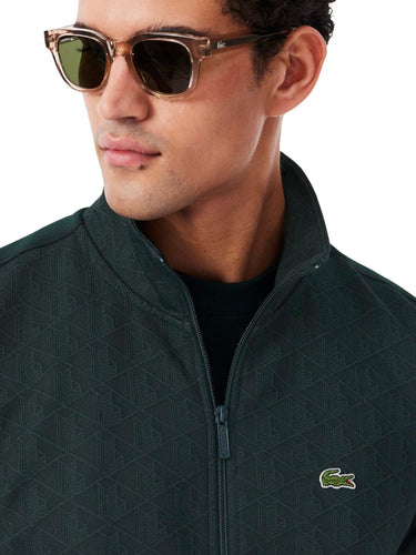 Felpe senza cappuccio Uomo Lacoste - Felpa Con Zip E Monogrammi Jacquard Paris - Nero